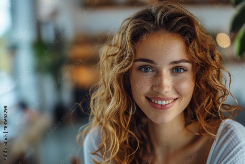 Smiling Woman With Curly Hair Smiling Woman With Curly Hair