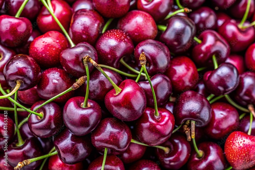 Background filled with the close-up details of ripe maroon cherries Background filled with the close-up details of ripe maroon cherries