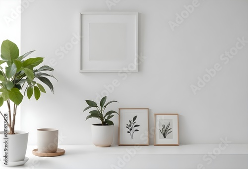 Clean Aesthetic Scandinavian style interior apartment  room with plants and decorations. Zen. Spiritual  