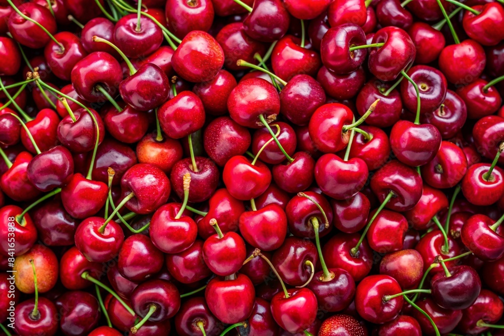 Background filled with the close-up details of ripe maroon cherries Background filled with the close-up details of ripe maroon cherries