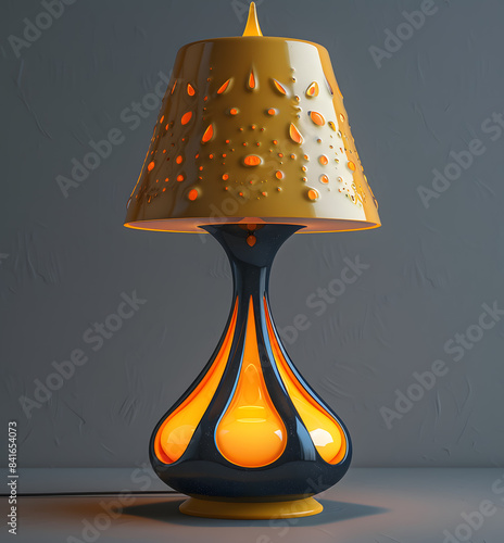 Lime green lava lamp on grey background