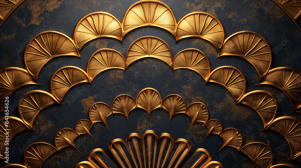 Art deco patterns in gold and black. Art deco patterns in gold and black.