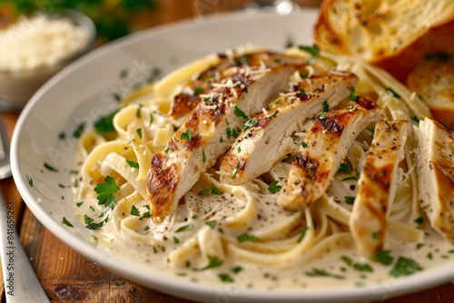 Creamy Fettuccine Alfredo with Grilled Chicken and Parmesan Cheese - Perfect Italian Comfort Food