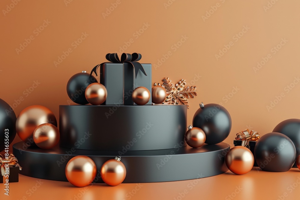 Naklejka premium Black and Gold Christmas Decor