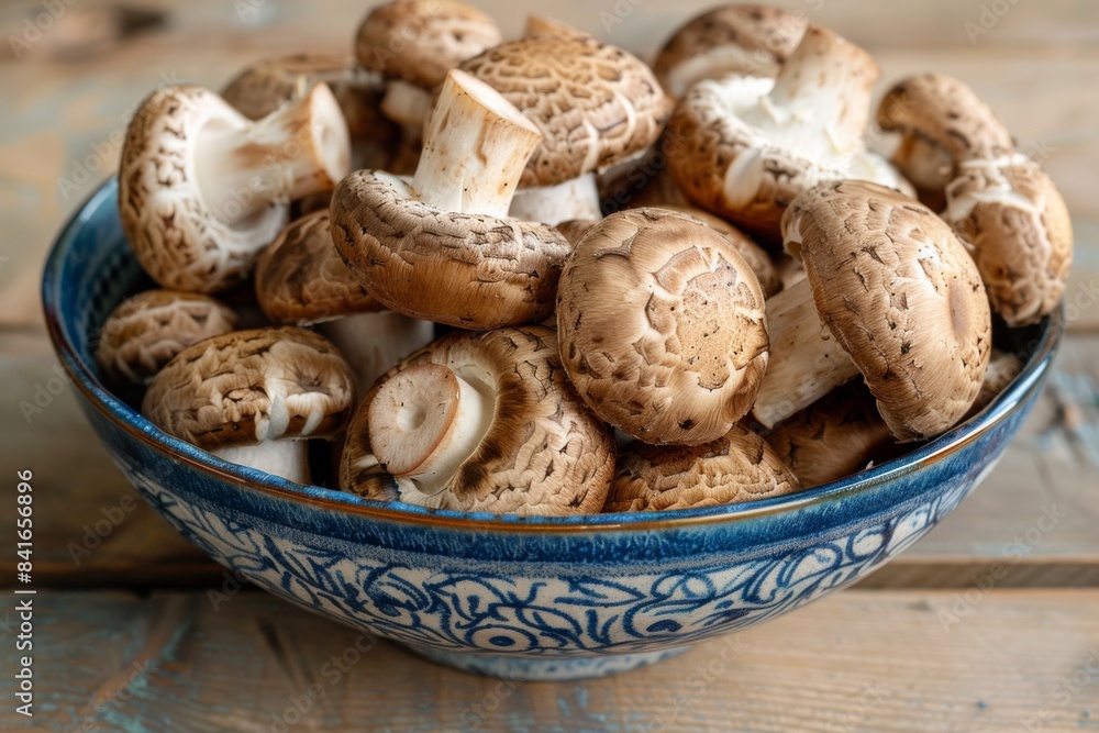 Bowl of Fresh Shiitake Mushrooms Bowl of Fresh Shiitake Mushrooms