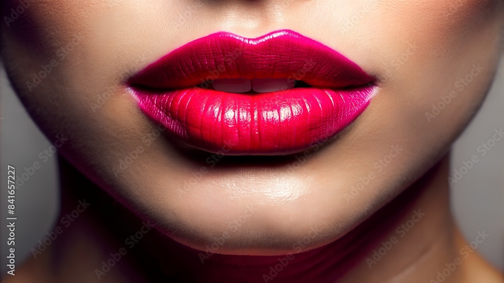 Fototapeta premium Confident and Stylish Lips in Vibrant Lipstick