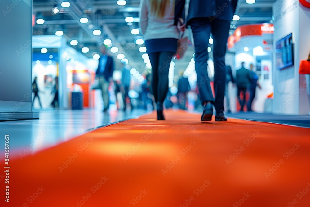 Fototapeta premium Business Convention Attendees Walking Down Red Carpet