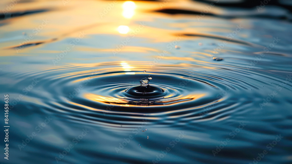 Water drop creating concentric ripples Water drop creating concentric ripples