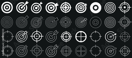 target aim icon set for precision, goal oriented design. Bullseye elements emphasizing objective markers