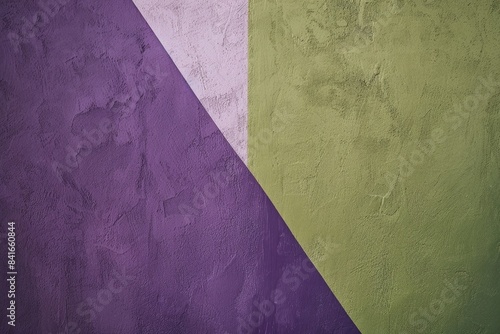 Abstract background with a textured wall painted in purple  green and white  forming geometric shapes  ideal for using as backdrop for different projects