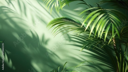 Palm leaf silhouettes set against a wall backdrop, creating a simple yet tropical design, evoke a soothing spa and wellness ambiance
