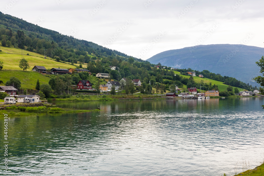 Fototapeta premium Norway Geirangerfjord on a cloudy summer day
