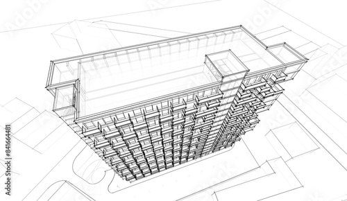 Modern architecture housing 3d rendering