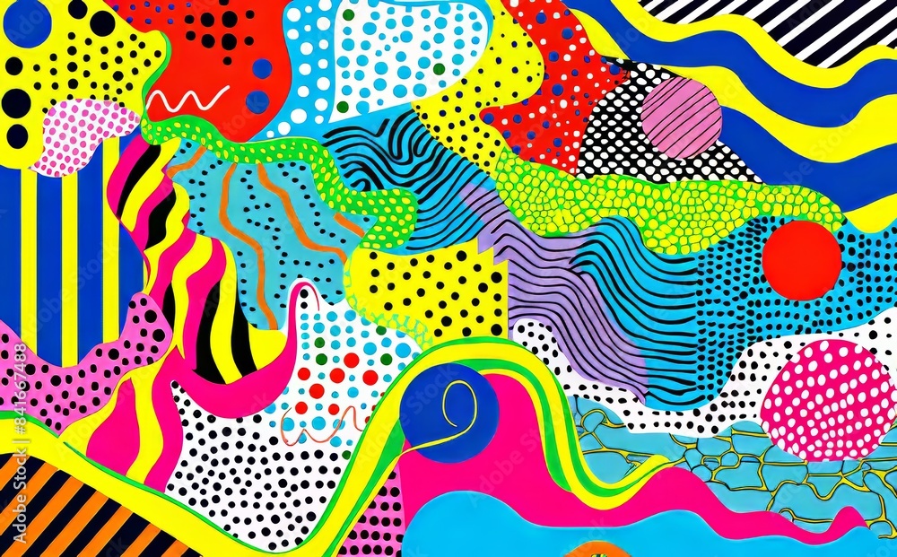 Geometric shapes and color background. Abstract geometric pattern in Memphis. Geometric shapes and color background. Abstract geometric pattern in Memphis.