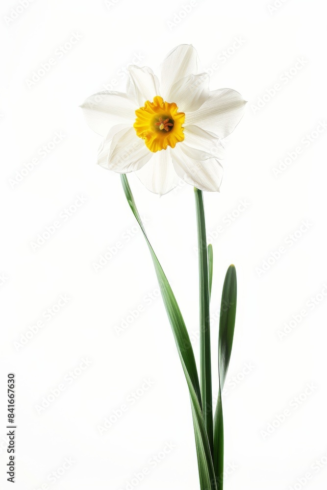 Flower Photography, Narcissus Ice Follies' Close up view, Isolated on white Background Flower Photography, Narcissus Ice Follies' Close up view, Isolated on white Background