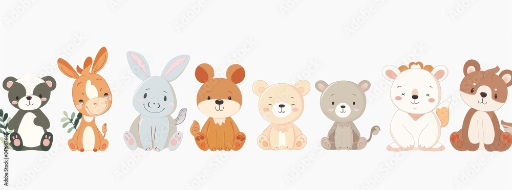 Cartoon babies and wild animals of the forest, fanny-like children characters. Modern baby animals of the Australian coast and the sea, isolated on white. Cartoon babies and wild animals of the forest, fanny-like children characters. Modern baby animals of the Australian coast and the sea, isolated on white.