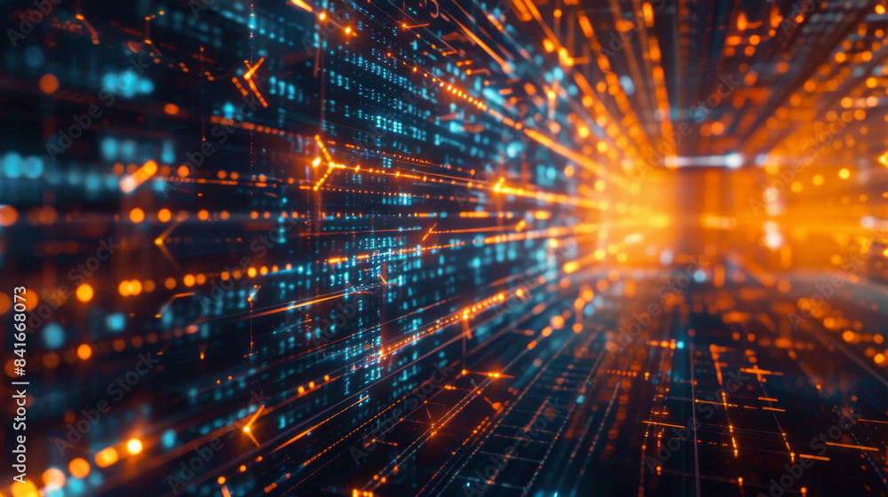 A computer screen with a bright orange background and a blue and white pattern A computer screen with a bright orange background and a blue and white pattern