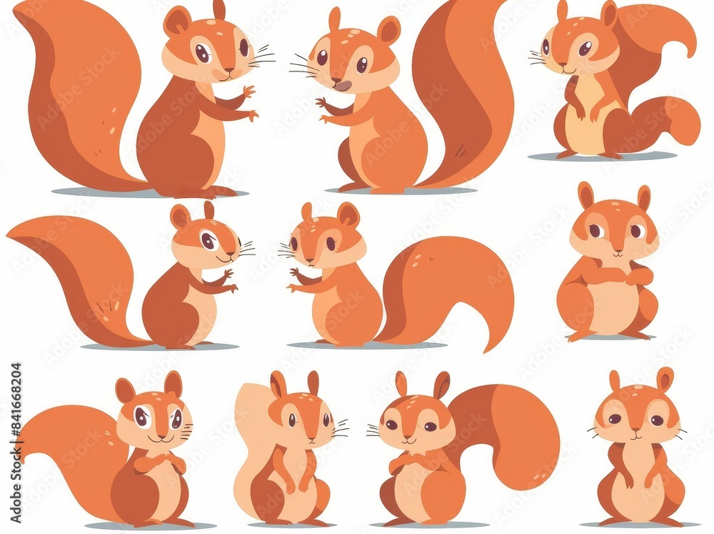 Animated squirrel poses in various poses. Funny squirrel illustrations in various poses. It's a zoo little forest animal. Animated squirrel poses in various poses. Funny squirrel illustrations in various poses. It's a zoo little forest animal.