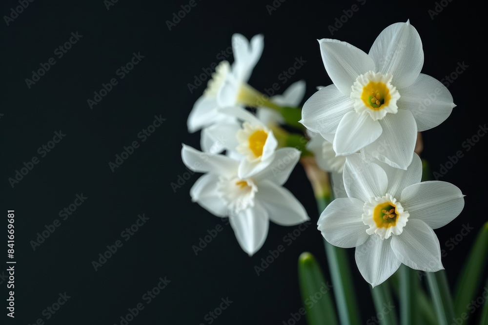 Flower Photography, Narcissus triandrus Close up view, Isolated on Black Background Flower Photography, Narcissus triandrus Close up view, Isolated on Black Background