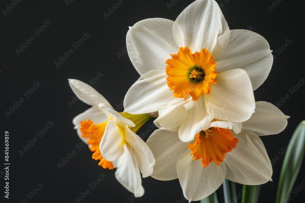 Flower Photography, Narcissus 'King Alfred' Close up view, Isolated on Black Background Flower Photography, Narcissus 'King Alfred' Close up view, Isolated on Black Background