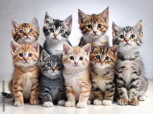 A variety of adorable kittens of different breeds in a background full of cuteness , cats, kittens, different breeds, domestic animals, furry, adorable, playful, feline, pets © Sompong