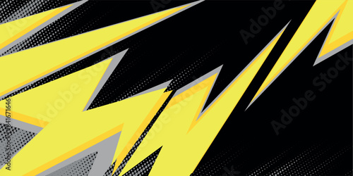 Wallpaper Mural Abstract car sticker vinyl wrap background vector design, sporty art car sticker lightning black yellow lines, sharp pointed graphic,eps10. Torontodigital.ca