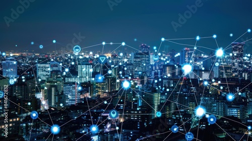 Smart city and digital transformation.Big data connection technology AI generated