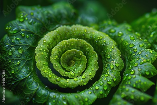 Close-up of a spiraling fern frond, showcasing natural patterns. 