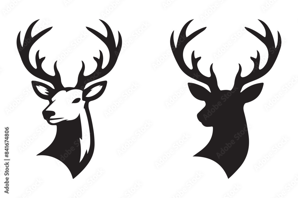 Deer Head Logo Icon Vector Silhouette Illustration Deer Head Logo Icon Vector Silhouette Illustration