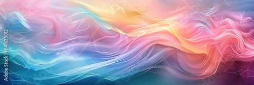 abstract background with soft waves of pink and blue colors, elegant and fluid design.