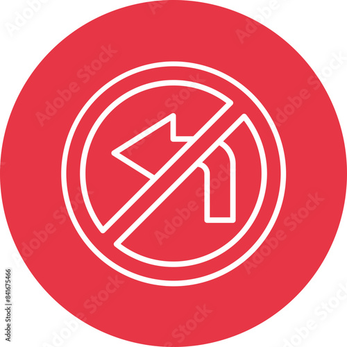 Free Download No turn Left line circle icon - GFXLoad