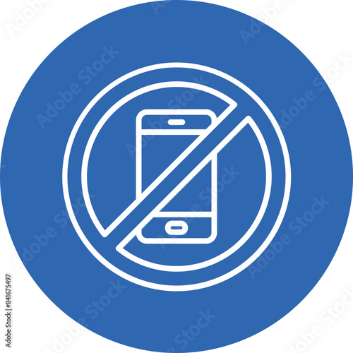 No phone icon line circle icon