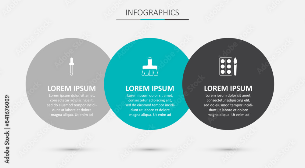Set Paint brush, Eyedropper color picker palette and Watercolor paints box. Business infographic template. Vector Set Paint brush, Eyedropper color picker palette and Watercolor paints box. Business infographic template. Vector