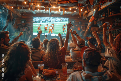 Sport fans cheer and celebrating a winning tournament in sport club