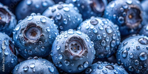 Close-Up von frischen Blaubeeren - Heidelbeeren mit Tropfen	
 photo