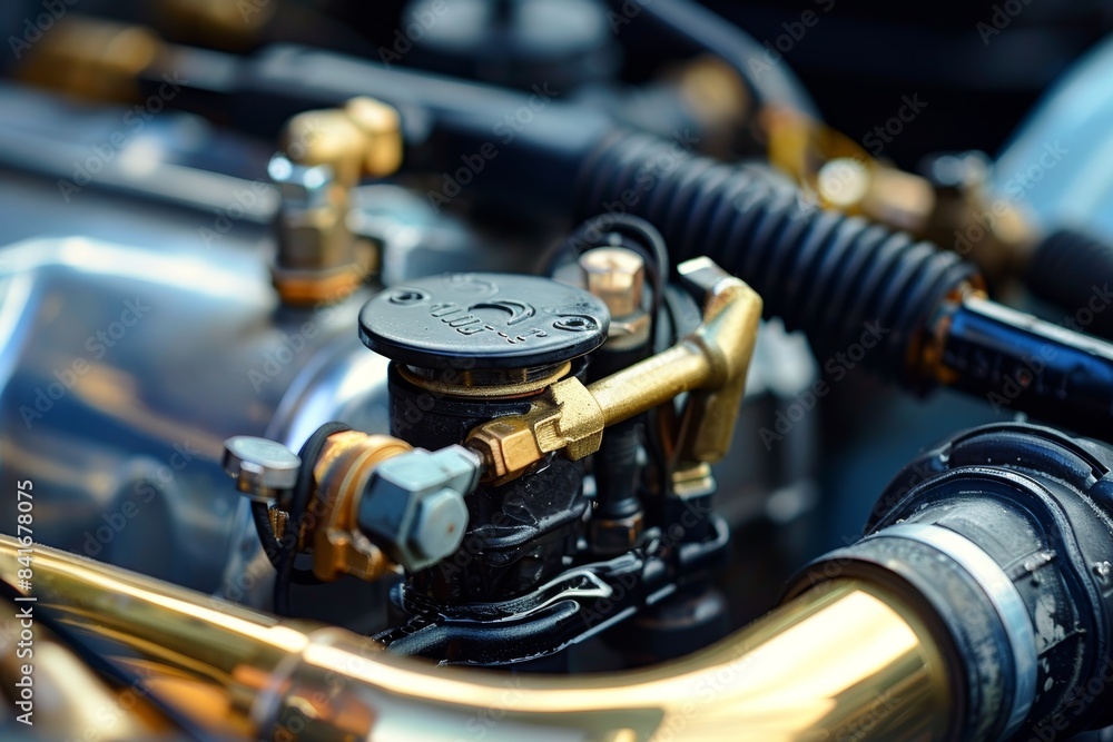 Obraz premium Close-Up View of Car’s Cooling System Radiator Cap Removal for Maintenance