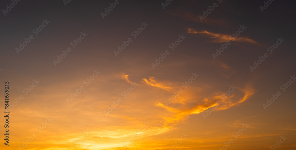 Sunset Sky, Evening sky clouds with orange, yellow sunlight in golden hour, Horizon dusk sky in summer backgrounds Sunset Sky, Evening sky clouds with orange, yellow sunlight in golden hour, Horizon dusk sky in summer backgrounds