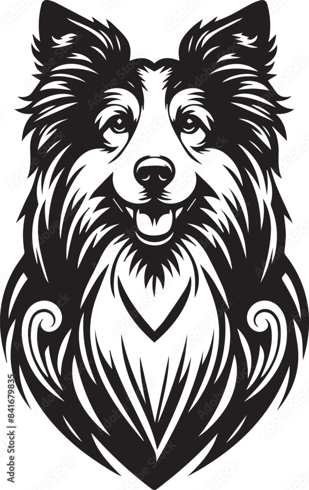 Fototapeta premium Art & Illustration, Dog Victor Portrait in Black and White Graphite Pencil Drawin, Peeking dog clipart, Black Vector,