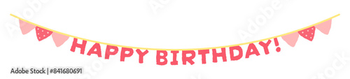 HAPPY BIRTHDAY!の文字のフラッグ - 手描きのかわいい誕生日おめでとうの装飾ガーランド