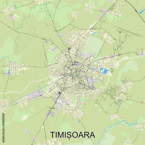 Timișoara, Romania map poster art