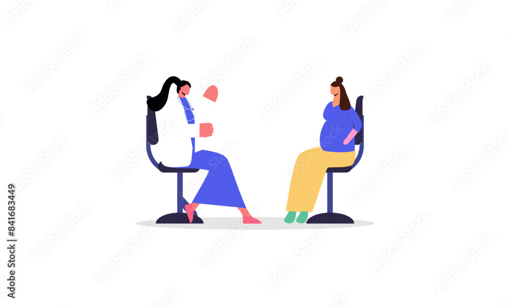 Scenes with doctors and patients illustration. Medical diagnostics, consultations, treatment Scenes with doctors and patients illustration. Medical diagnostics, consultations, treatment