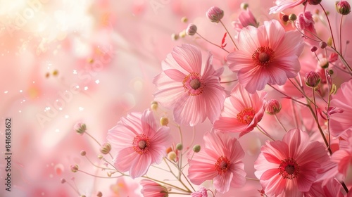 Blushing Blooms: Vibrant Pink Flower Background