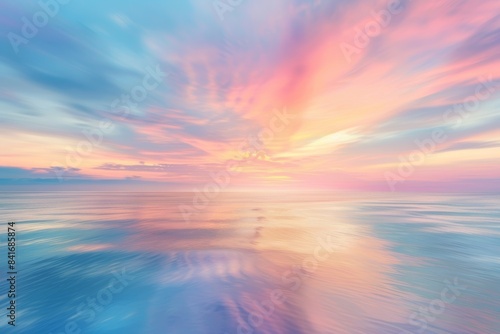 An ocean nature background with a blurred sunset sky.