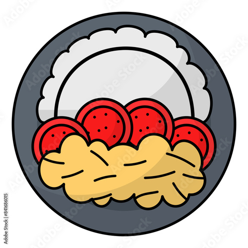 Tomato Egg Stir Fry Concept vector color icon design, Pan-Asian cuisine symbol, Most Popular Dishes Sign,Casual eats stock illustration 