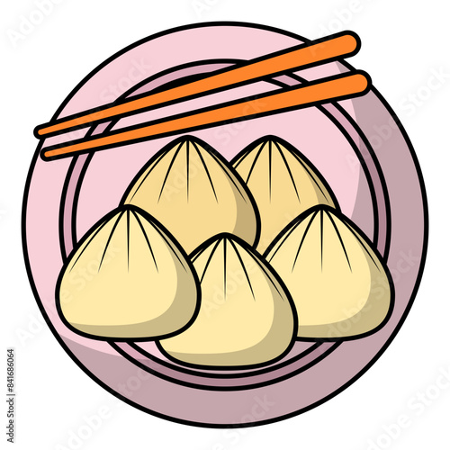 Central Asian manti vector color icon design, Pan-Asian cuisine symbol, Most Popular Dishes Sign,Casual eats stock illustration, Chinese Dumplings Concept