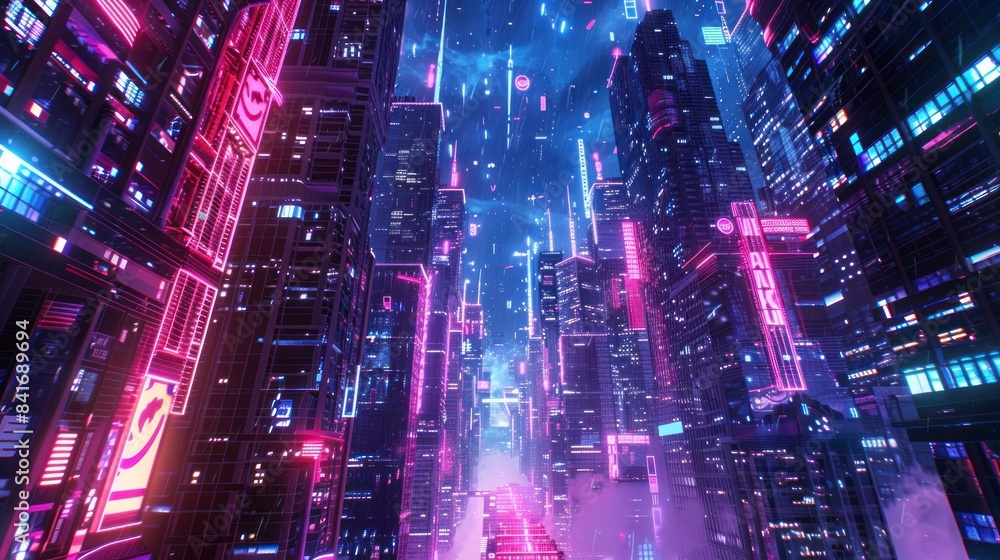 Futuristic city with metaverse and cyberpunk concept. generative AI image Futuristic city with metaverse and cyberpunk concept. generative AI image