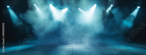 Empty stage with spotlights and smoke.
 photo