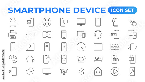 Modern Smartphone Device Icons for Engaging User Experiences. Collection of Smartphone Device Icons for Modern UI Design