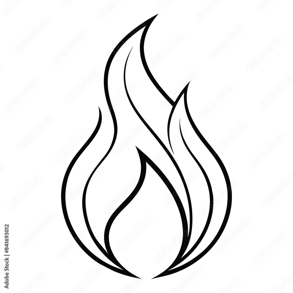 Minimalist Black Flame Line Art Illustration Minimalist Black Flame Line Art Illustration