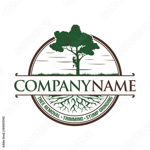 Tree service vintage logo design on white background